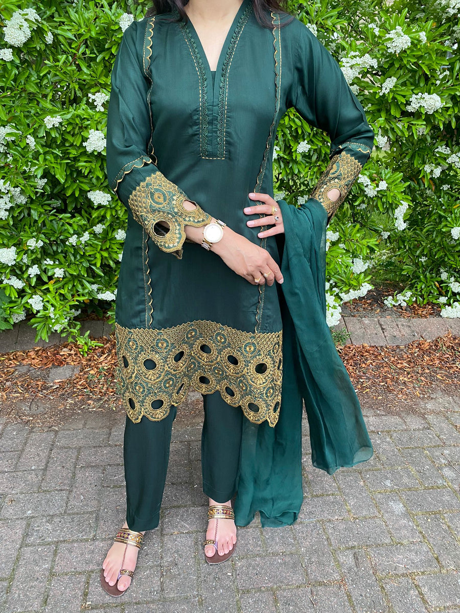 Embroidered Viscous Suit -2794