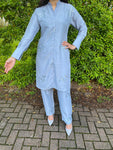 Stunning Tayna Design Two-Piece Sequined Co-Ord Set - Baby Blue
