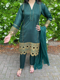 Sarah Embroidered Viscous Suit - Green
