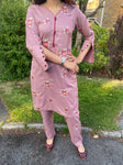 Stunning Tayna Design Two-Piece Embroidered Co-Ord Set - Pink