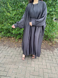 Mawa 3 Piece cuff sleeves Abaya Kaftan - Dark Brown