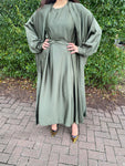 Mawa 3 Piece cuff sleeves Abaya Kaftan - Khaki