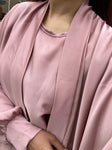 Mawa 3 Piece cuff sleeves Abaya Kaftan - Pink