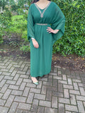 Mawa Swing Abaya Kaftan with neck and belt detail - Turquoise