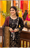 Ayeza Chunri Cotton Lawn Eid Suit - Black