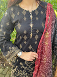 Ayeza Chunri Cotton Lawn Eid Suit - Black