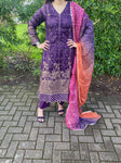 Ayeza Chunri Cotton Lawn Eid Suit - Purple