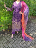 Ayeza Chunri Cotton Lawn Eid Suit - Purple