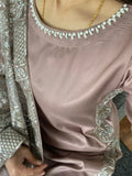 Cutwork Embroidery and Heavy Sequin dupatta - Dusty Pink