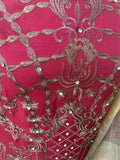 Elegant Maroon Chiffon 3-piece suit with intricate sequin zari work