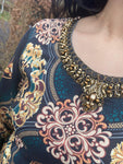 Saira Linen Kurta with Embellishment Neckline