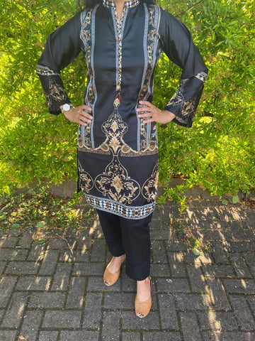 Zara shamooz black silk Kurta