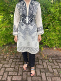 Sana Safina Inspired Ivory Lace Detail Lawn Kurta