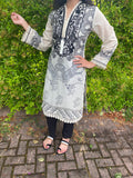 Sana Safina Inspired Ivory Lace Detail Lawn Kurta