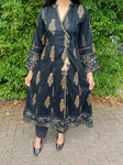 Maya Black Print On Kurta Dress With Lace Details