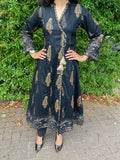 Maya Black Print On Kurta Dress With Lace Details