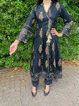 Maya Black Print On Kurta Dress With Lace Details