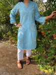 Mina Blue Embroidery and Bead Kurta