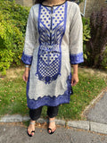 Ethnic Digital Print Lace Edge Kurta - Blue