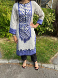 Ethnic Digital Print Lace Edge Kurta - Blue