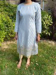 Ethic Egg Blue Jaquard Kurta With Embroidery