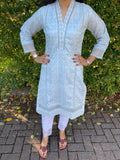 Ethnic Inspired Luxury Chiken Kari Kurta  - Mint Green