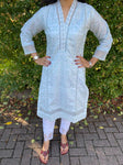 Ethnic Inspired Luxury Chiken Kari Kurta  - Mint Green