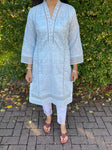 Ethnic Inspired Luxury Chiken Kari Kurta  - Mint Green