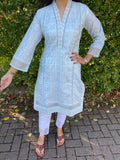 Ethnic Inspired Luxury Chiken Kari Kurta  - Mint Green