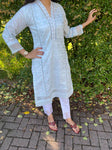 Ethnic Inspired Luxury Chiken Kari Kurta  - Mint Green