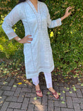 Ethnic Inspired Luxury Chiken Kari Kurta  - Mint Green