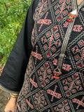 Black Full Tapestry Embroider, Mirror Button Detail Suit